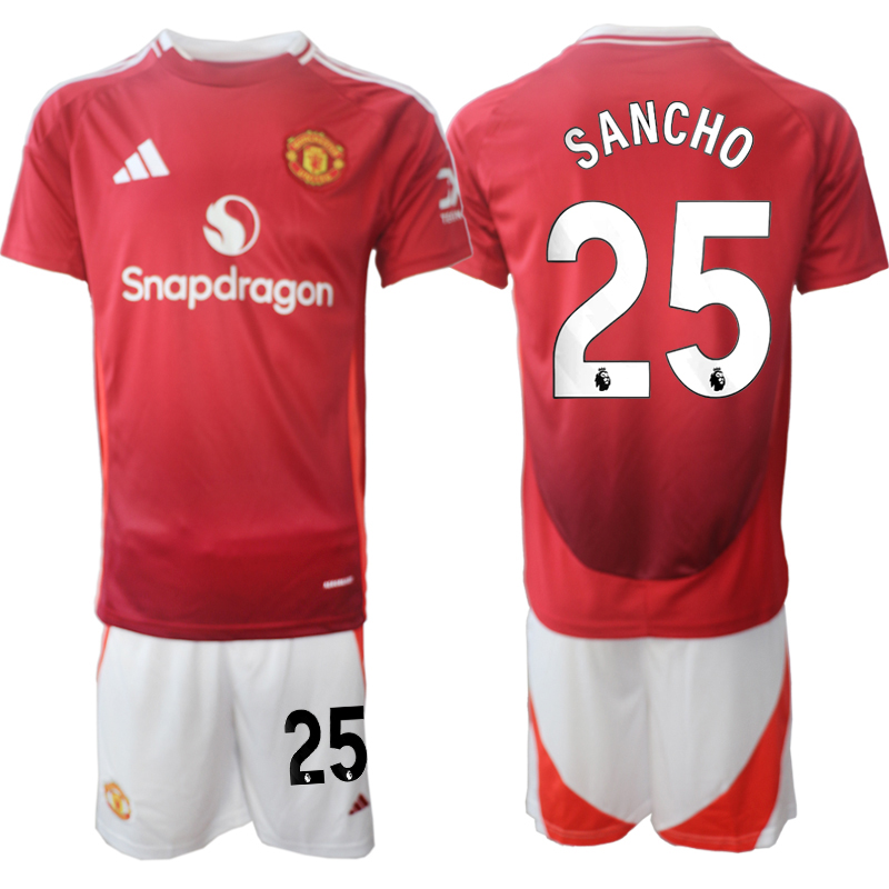 Men 2024-2025 Club Manchester United home Red #25 Soccer Jersey->manchester united jersey->Soccer Club Jersey